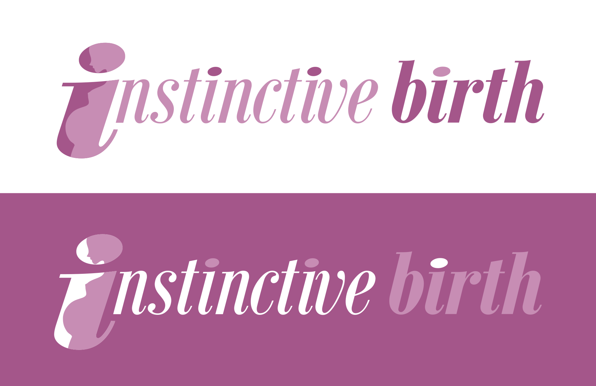 Instictive Birth brand logotype, displaying normal and reverse versions